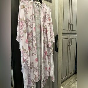 Floral Pink and Brown Kimono